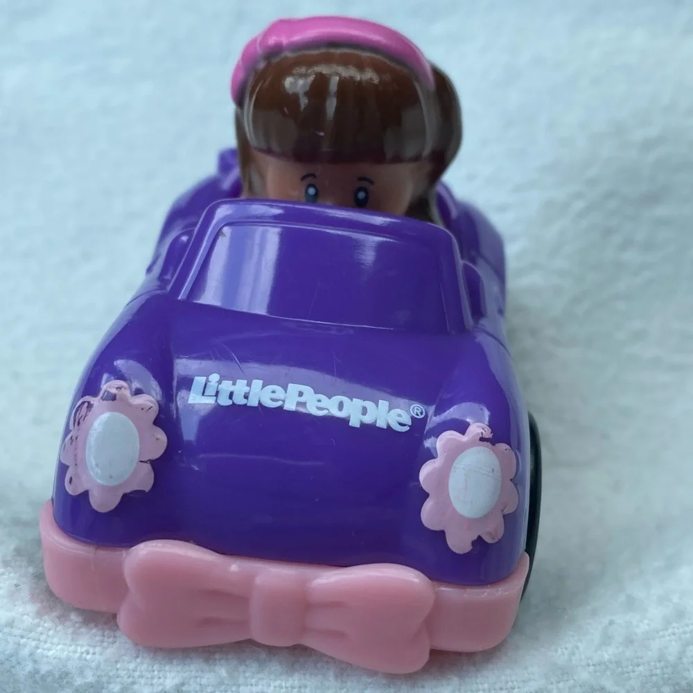 Little People Wheelies Car Racers with drivers, purple pink green, Fisher-Price